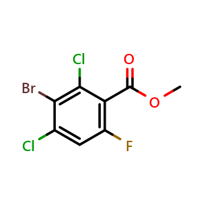 Chemical structure of Methyl 3-bromo-2,4-dichloro-6-fluorobenzoate , CAS 2624417-86-1, AChemBlock AD275873