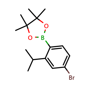 Chemical structure of 2-(4-Bromo-2-isopropylphenyl)-4,4,5,5-tetramethyl-1,3,2-dioxaborolane , AChemBlock AD275879