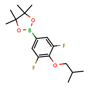 Chemical structure of 2-(3,5-Difluoro-4-isobutoxyphenyl)-4,4,5,5-tetramethyl-1,3,2-dioxaborolane , AChemBlock AD275891