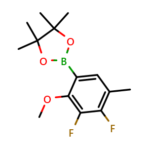 Chemical structure of 2-(3,4-Difluoro-2-methoxy-5-methylphenyl)-4,4,5,5-tetramethyl-1,3,2-dioxaborolane , AChemBlock AD275893