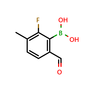Chemical structure of 2-Fluoro-6-formyl-3-methylphenylboronic acid , AChemBlock AD275894