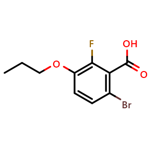 Chemical structure of 6-Bromo-2-fluoro-3-propoxybenzoic acid , CAS 2624417-73-6, AChemBlock AD275896
