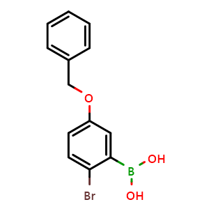 Chemical structure of 5-(Benzyloxy)-2-bromophenylboronic acid , AChemBlock AD275899