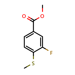 Chemical structure of Methyl 3-fluoro-4-(methylthio)benzoate , CAS 2635937-08-3, AChemBlock AD275905