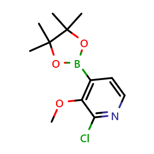 Chemical structure of 2-Chloro-3-methoxy-4-(4,4,5,5-tetramethyl-1,3,2-dioxaborolan-2-yl)pyridine , AChemBlock AD275913
