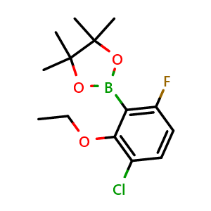 Chemical structure of 2-(3-Chloro-2-ethoxy-6-fluorophenyl)-4,4,5,5-tetramethyl-1,3,2-dioxaborolane , AChemBlock AD275915