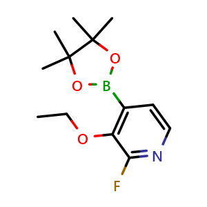 Chemical structure of 3-Ethoxy-2-fluoro-4-(4,4,5,5-tetramethyl-1,3,2-dioxaborolan-2-yl)pyridine , AChemBlock AD275923