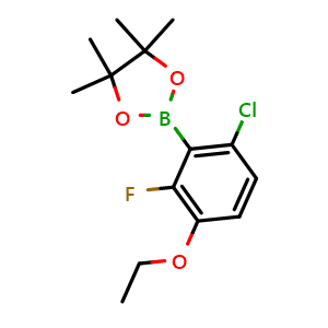 Chemical structure of 2-(6-Chloro-3-ethoxy-2-fluorophenyl)-4,4,5,5-tetramethyl-1,3,2-dioxaborolane , AChemBlock AD275930