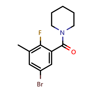 Chemical structure of (5-Bromo-2-fluoro-3-methylphenyl)(piperidin-1-yl)methanone , CAS 2635937-41-4, AChemBlock AD275933