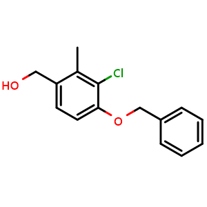 Chemical structure of (4-(Benzyloxy)-3-chloro-2-methylphenyl)methanol , CAS 2635937-75-4, AChemBlock AD275944