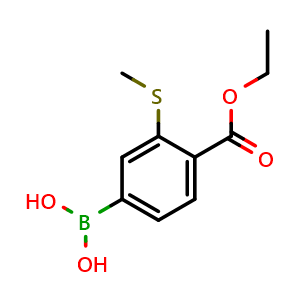 Chemical structure of (4-(Ethoxycarbonyl)-3-(methylthio)phenyl)boronic acid , AChemBlock AD275947