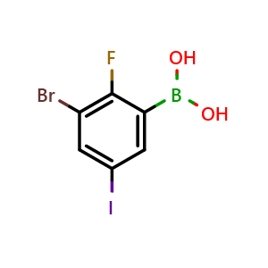 Chemical structure of 3-Bromo-2-fluoro-5-iodophenylboronic acid , AChemBlock AD275948