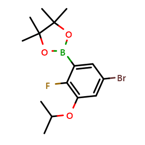 Chemical structure of 2-(5-Bromo-2-fluoro-3-isopropoxyphenyl)-4,4,5,5-tetramethyl-1,3,2-dioxaborolane , AChemBlock AD275952