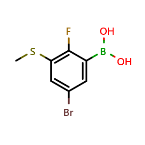 Chemical structure of 5-Bromo-2-fluoro-3-(methylthio)phenylboronic acid , AChemBlock AD275957