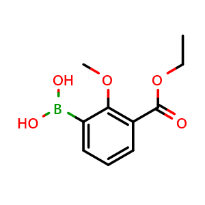 Chemical structure of 3-(Ethoxycarbonyl)-2-methoxyphenylboronic acid , AChemBlock AD275958