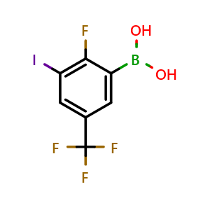 Chemical structure of (2-Fluoro-3-iodo-5-(trifluoromethyl)phenyl)boronic acid , AChemBlock AD275965
