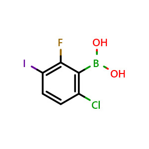 Chemical structure of (6-Chloro-2-fluoro-3-iodophenyl)boronic acid , AChemBlock AD275968