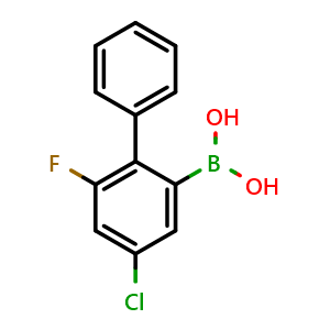 Chemical structure of (4-Chloro-6-fluoro-[1,1'-biphenyl]-2-yl)boronic acid , AChemBlock AD275974