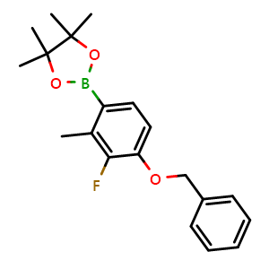 Chemical structure of 2-(4-(Benzyloxy)-3-fluoro-2-methylphenyl)-4,4,5,5-tetramethyl-1,3,2-dioxaborolane , AChemBlock AD275976