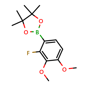 Chemical structure of 2-(2-Fluoro-3,4-dimethoxyphenyl)-4,4,5,5-tetramethyl-1,3,2-dioxaborolane , CAS 2673219-68-4, AChemBlock AD275986