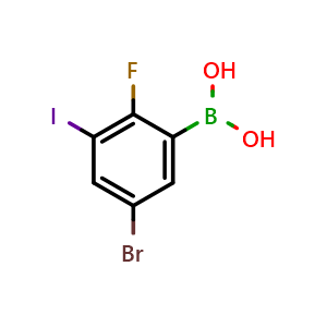 Chemical structure of (5-Bromo-2-fluoro-3-iodophenyl)boronic acid , AChemBlock AD275989