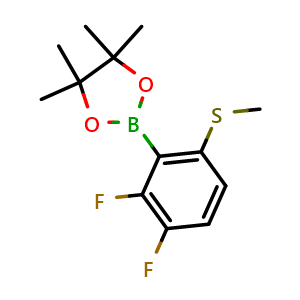 Chemical structure of 2-(2,3-Difluoro-6-(methylthio)phenyl)-4,4,5,5-tetramethyl-1,3,2-dioxaborolane , AChemBlock AD275999