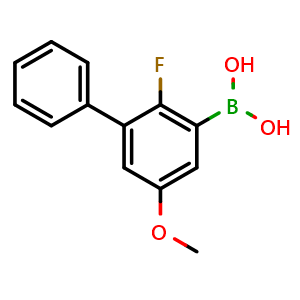 Chemical structure of (2-Fluoro-5-methoxy-[1,1'-biphenyl]-3-yl)boronic acid , AChemBlock AD276004