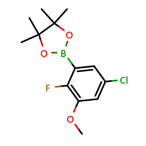 Chemical structure of 2-(5-Chloro-2-fluoro-3-methoxyphenyl)-4,4,5,5-tetramethyl-1,3,2-dioxaborolane , AChemBlock AD276009