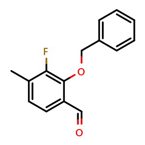 Chemical structure of 2-(Benzyloxy)-3-fluoro-4-methylbenzaldehyde , CAS 2635937-68-5, AChemBlock AD276011
