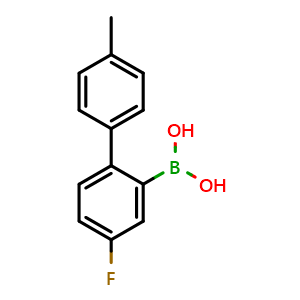 Chemical structure of (4-Fluoro-4'-methyl-[1,1'-biphenyl]-2-yl)boronic acid , AChemBlock AD276026