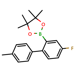Chemical structure of 2-(4-Fluoro-4'-methyl-[1,1'-biphenyl]-2-yl)-4,4,5,5-tetramethyl-1,3,2-dioxaborolane , AChemBlock AD276027