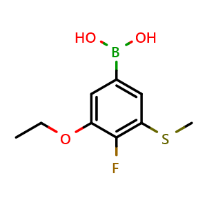 Chemical structure of (3-Ethoxy-4-fluoro-5-(methylthio)phenyl)boronic acid , AChemBlock AD276042