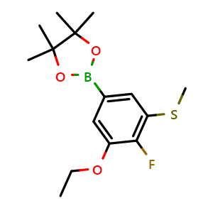 Chemical structure of 2-(3-Ethoxy-4-fluoro-5-(methylthio)phenyl)-4,4,5,5-tetramethyl-1,3,2-dioxaborolane , AChemBlock AD276043