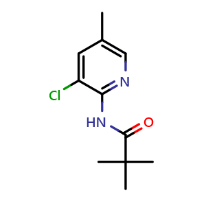 Chemical structure of N-(3-Chloro-5-methylpyridin-2-yl)pivalamide , CAS 2635937-56-1, AChemBlock AD276047