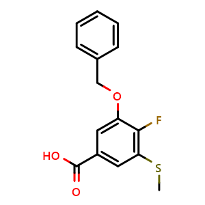 Chemical structure of 3-(Benzyloxy)-4-fluoro-5-(methylthio)benzoic acid , CAS 2635937-57-2, AChemBlock AD276048