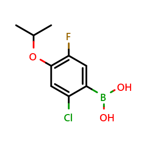 Chemical structure of (2-Chloro-5-fluoro-4-isopropoxyphenyl)boronic acid , AChemBlock AD276052