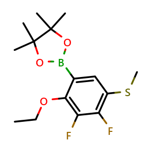 Chemical structure of 2-(2-Ethoxy-3,4-difluoro-5-(methylthio)phenyl)-4,4,5,5-tetramethyl-1,3,2-dioxaborolane , AChemBlock AD276056