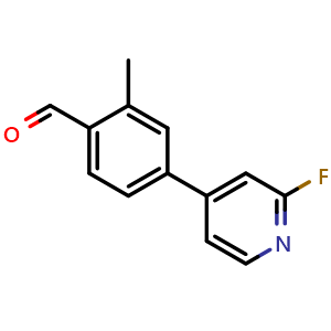 Chemical structure of 4-(2-Fluoropyridin-4-yl)-2-methylbenzaldehyde , CAS 2635937-15-2, AChemBlock AD276062