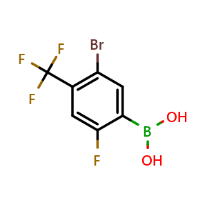 Chemical structure of (5-Bromo-2-fluoro-4-(trifluoromethyl)phenyl)boronic acid , AChemBlock AD276069