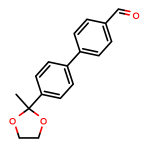 Chemical structure of 4'-(2-Methyl-1,3-dioxolan-2-yl)-[1,1'-biphenyl]-4-carbaldehyde , CAS 2635937-32-3, AChemBlock AD276074