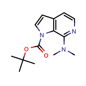Chemical structure of tert-Butyl 7-(dimethylamino)-1H-pyrrolo[2,3-c]pyridine-1-carboxylate , AChemBlock AD276075
