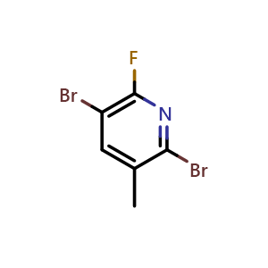 Chemical structure of 2,5-Dibromo-6-fluoro-3-methylpyridine , AChemBlock AD276078