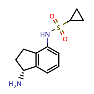 Chemical structure of (R)-N-(1-Amino-2,3-dihydro-1H-inden-4-yl)cyclopropanesulfonamide , AChemBlock AD276088