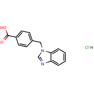 Chemical structure of 4-((1H-Benzo[d]imidazol-1-yl)methyl)benzoic acid hydrochloride , AChemBlock AD276091