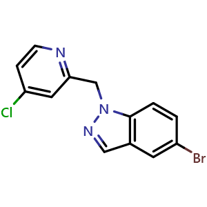 Chemical structure of 5-Bromo-1-((4-chloropyridin-2-yl)methyl)-1H-indazole , AChemBlock AD276094