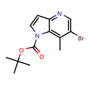 Chemical structure of tert-Butyl  6-bromo-7-methyl-1H-pyrrolo[3,2-b]pyridine-1-carboxylate , AChemBlock AD276108