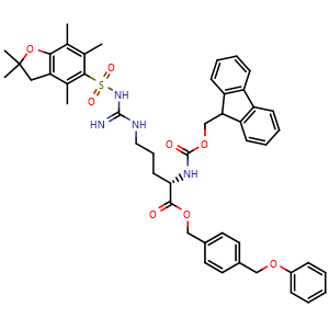 Chemical structure of Fmoc-Arg(Pbf)-Wang resin , AChemBlock AD276146