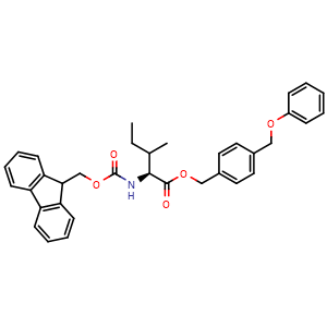 Chemical structure of Fmoc-Ile-Wang resin , AChemBlock AD276147