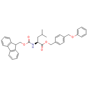 Chemical structure of Fmoc-Leu-Wang resin , AChemBlock AD276148