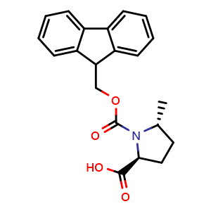 Chemical structure of (2S,5R)-1-Fmoc-5-methyl-pyrrolidine-2-carboxylic acid , AChemBlock AD276156